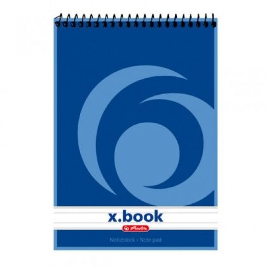 Бележник Herlitz X-book Меки сини корици със спирала, А6 50 л. с редове